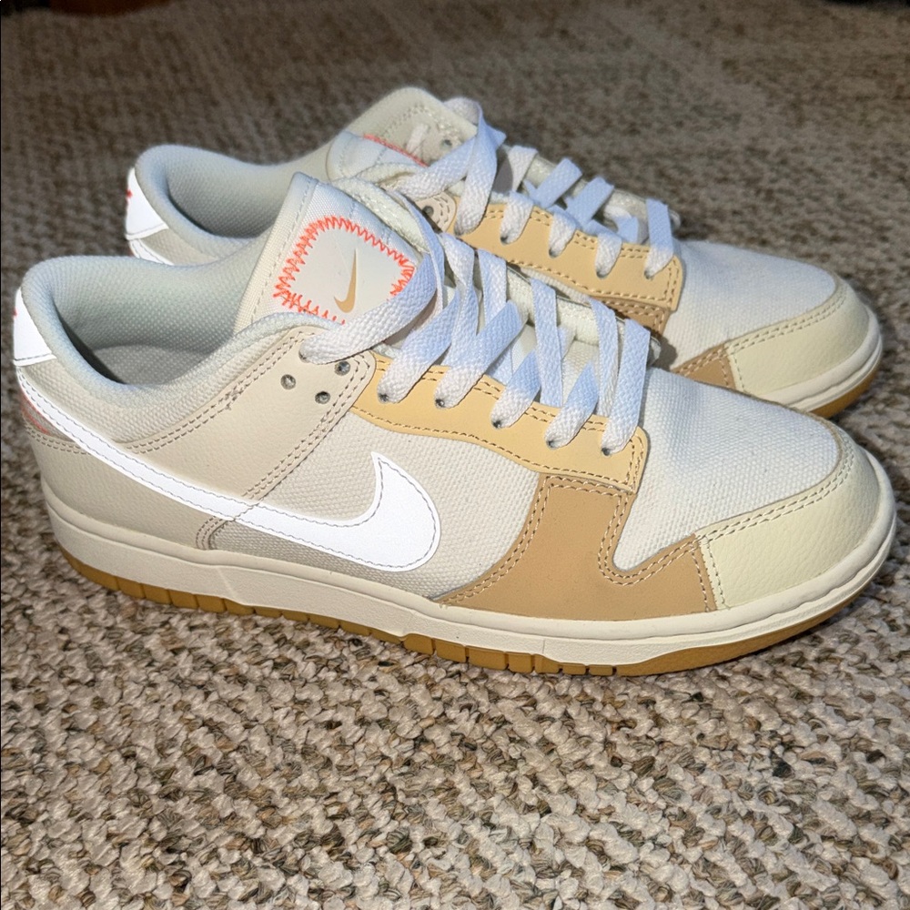 Nike Tan and White Low-Top Sneakers